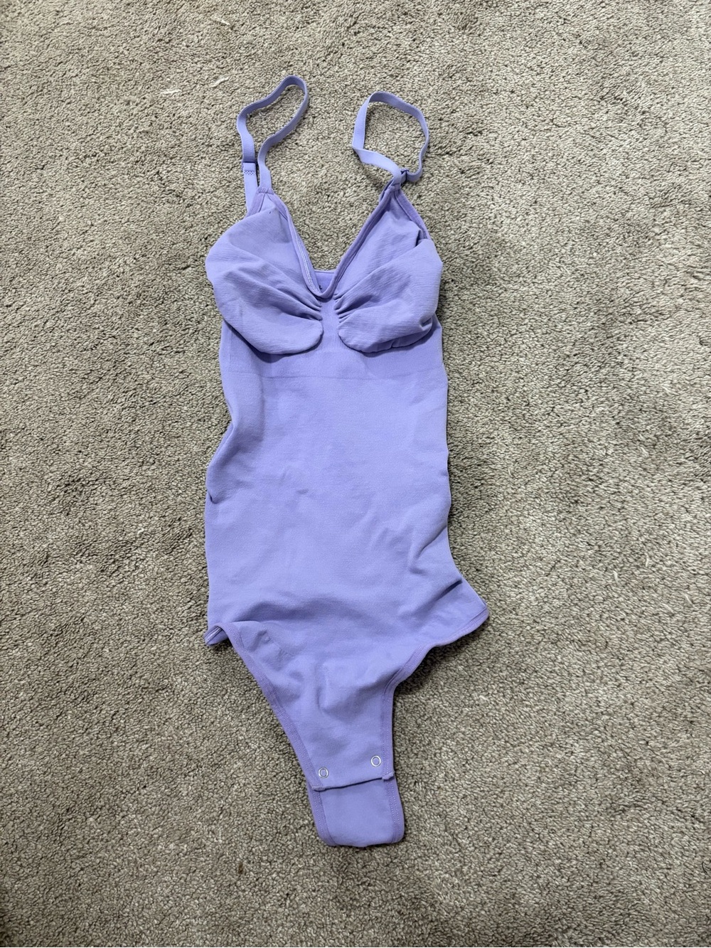 Lilac Ribbed One-Piece Bodysuit with Adjustable Straps
